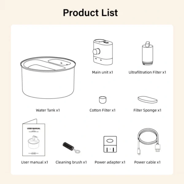 BJFO01 Pet Water Fountain Auto-Filtering